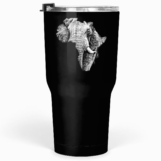 African Bull Elephant in Shape of Africa Tumblers 30 Oz