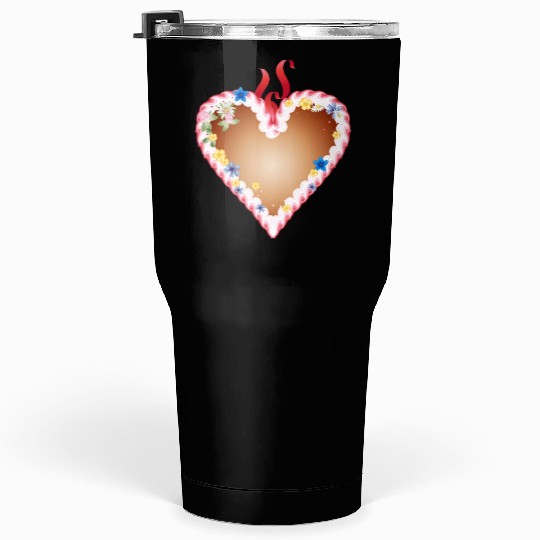 Gingerbread heart folk festival with icing and bow Tumblers 30 Oz
