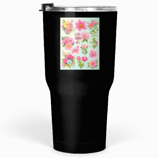 Iris and Indigo Spring Flowers Tumblers 30 Oz