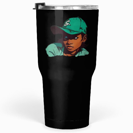 Light Skin Girl in Baseball Hat Tumblers 30 Oz