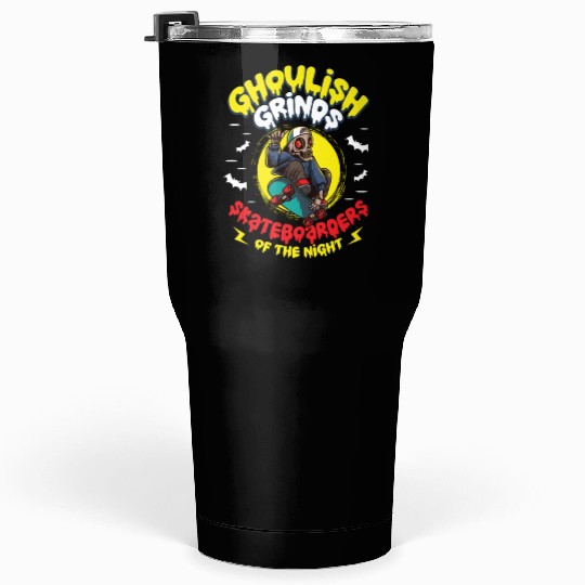 Spooky Horror Skateboarder Halloween Skateboarding Tumblers 30 Oz
