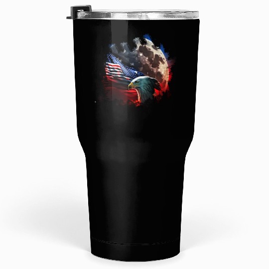 America eagle under Moon with American Flag Tumblers 30 Oz
