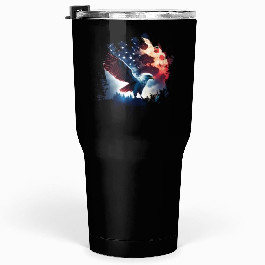 America eagle under Moon with American Flag Tumblers 30 Oz
