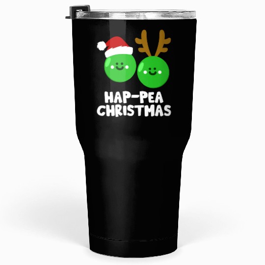 Hap-Pea Christmas Funny Vegetable Vegan Food Pun Tumblers 30 Oz