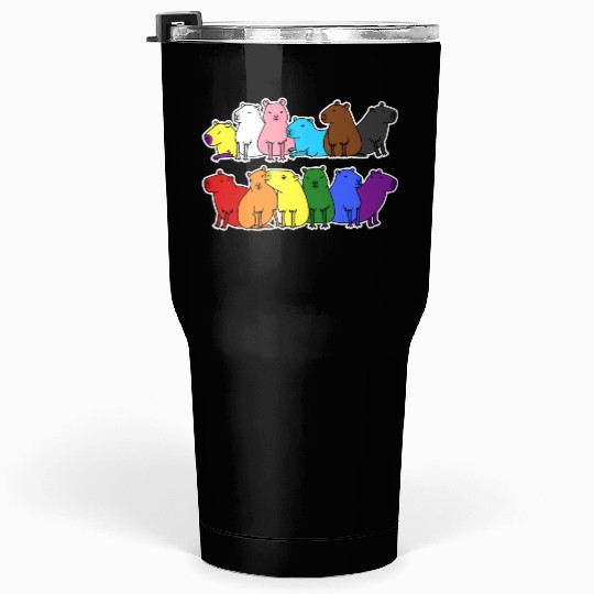 Pride Progress Flag Capybara Design for Equality Tumblers 30 Oz