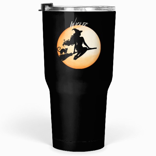 Wicked Cat Witch Funny Halloween Witch Tumblers 30 Oz