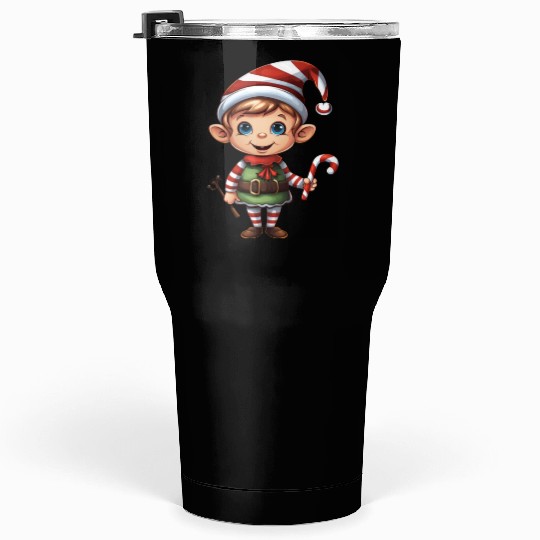 Christmas Elf Candy Cane X-Mas Pajamas Party Tumblers 30 Oz