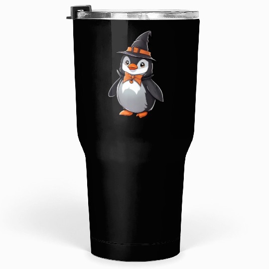 Cute Halloween penguin with a witch hat. Tumblers 30 Oz