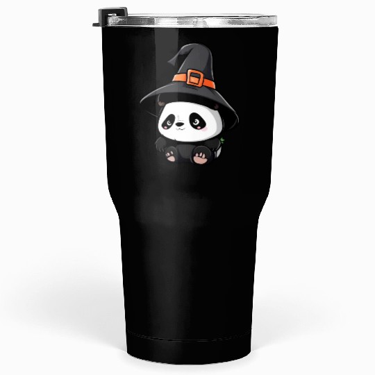 Cute Halloween panda with a witch hat. Tumblers 30 Oz