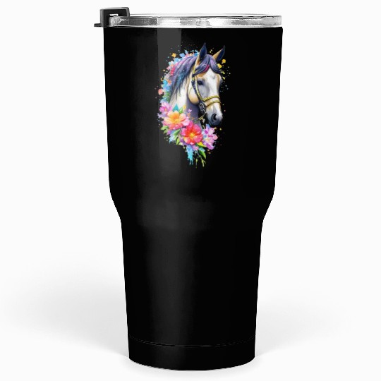 Flower Horse Spring Nature Horse Lovers For Women Tumblers 30 Oz