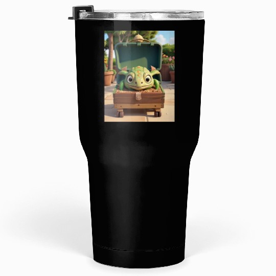 Tortuga grande con caja en jardin Tumblers 30 Oz