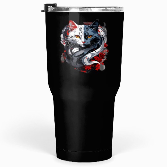 CrazyCat Kitten Meow Lovers Cat Silhouette Apparel Tumblers 30 Oz