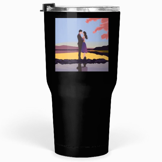 Romantic couple dance with sakura flowers Tumblers 30 Oz
