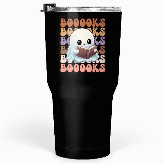 Cute Ghost Reading Books | Booooks | Funny Tumblers 30 Oz