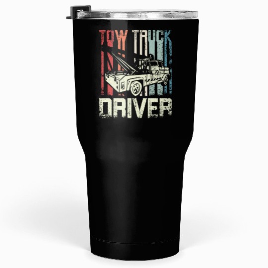 Cool Retro Vintage Tow truck Driver Tumblers 30 Oz