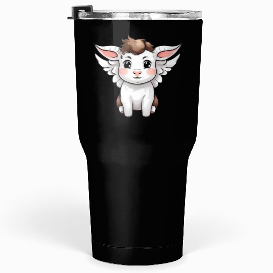 Heavenly Bond: Cow & Calf with Angel Wings Tumblers 30 Oz
