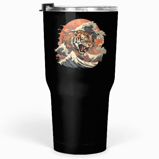 Tokyo Asia 80s Japanese Retro Tiger Tumblers 30 Oz