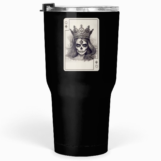 Gothic Poker Card Game Creepy Queens Skull Tumblers 30 Oz