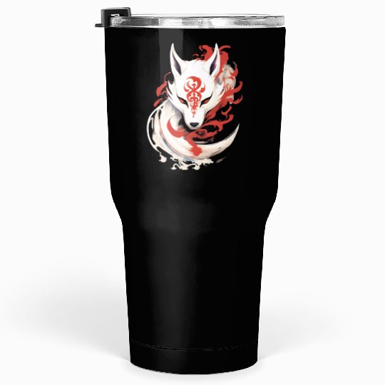 Japan Anime Kitsune Maske Kumiho Fox Samurai Tumblers 30 Oz