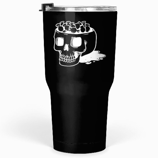 human skull cut out head with candy Halloween Tumblers 30 Oz