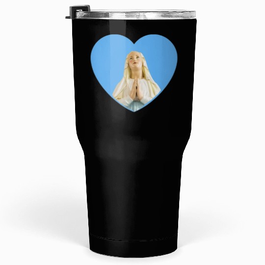 Virgin Mother Mary Praying Blue Heart Tumblers 30 Oz