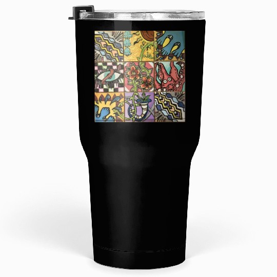 Hand painted wooden squares art by KateToxin Tumblers 30 Oz