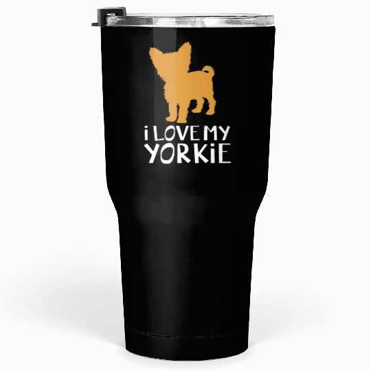 Yorkshire Terrier Dog Silhouette I Love My Yorkie Tumblers 30 Oz