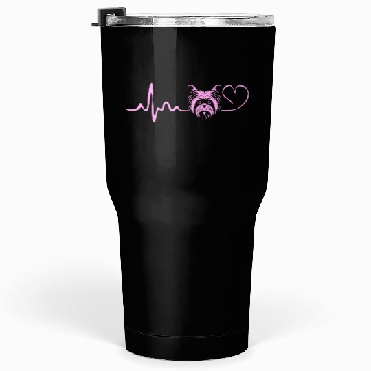 Yorkshire Terrier Dog Lover Yorkie Heartbeat Tumblers 30 Oz