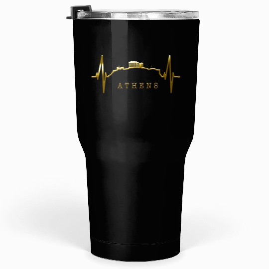 Athens Skyline Heartbeat Heart Flag Ancient Greek Tumblers 30 Oz