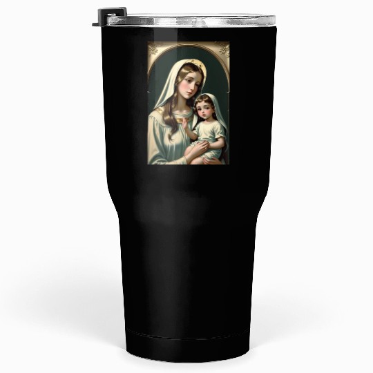 Mother Mary with Baby Jesus Vintage Styled Tumblers 30 Oz