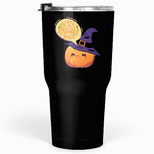 Cute Little Witch Pumpkin WithFall Greeting Tumblers 30 Oz
