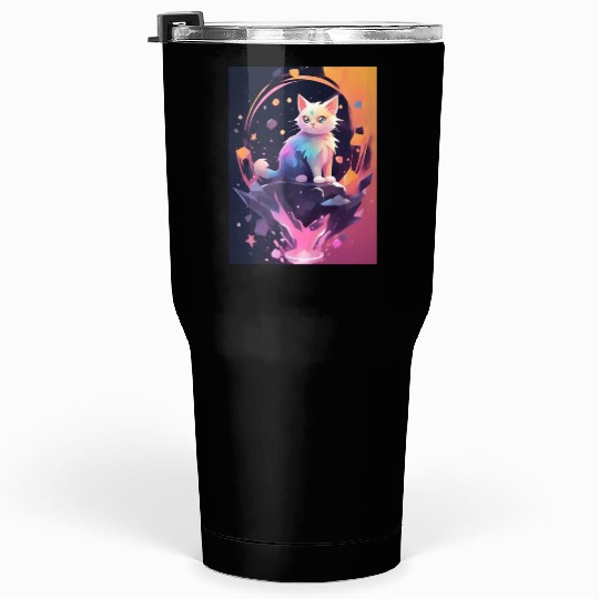 Cute Crystal Fantasy Cat Design Tumblers 30 Oz