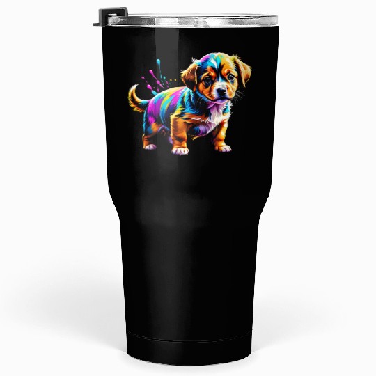 Cute Puppy Made of Liquid Colours Tumblers 30 Oz