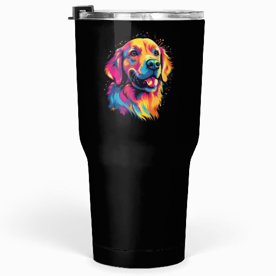 Watercolor Colorful Golden Retriever Tumblers 30 Oz