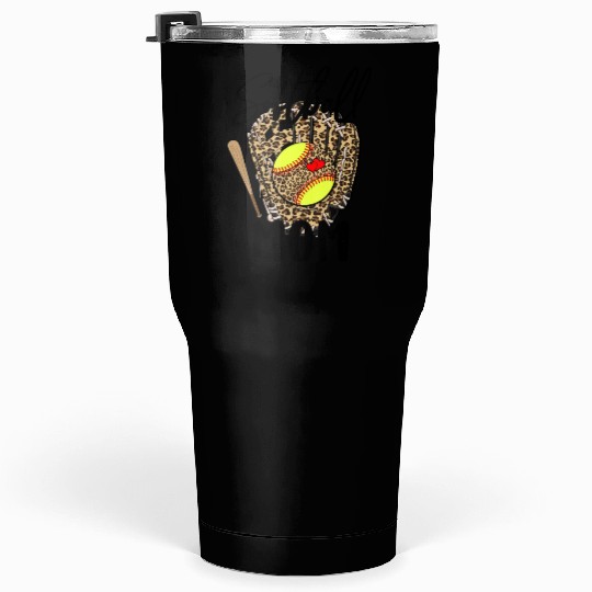 Softball Mom Leopard Game Day Softball Lover Tumblers 30 Oz