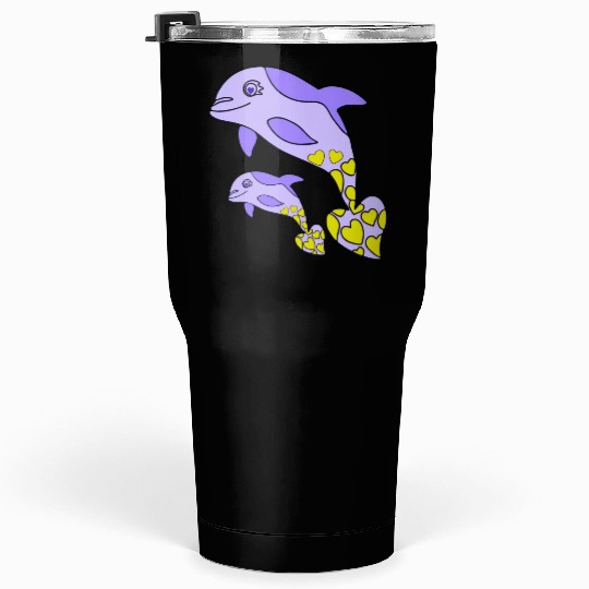 The Endearing Dance of Dolphin Mom and Kid Tumblers 30 Oz