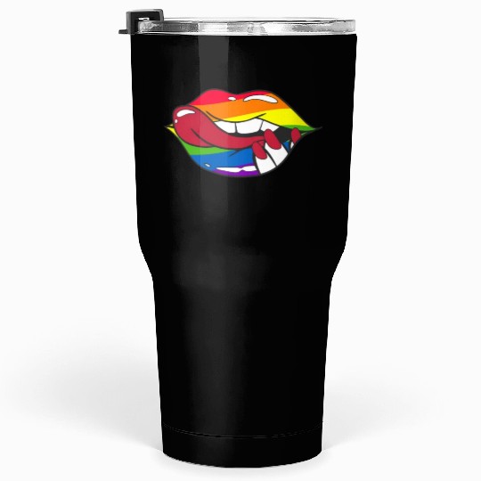 LGBTQ Rainbow Pride Flag Funny Sexy Lips Tumblers 30 Oz