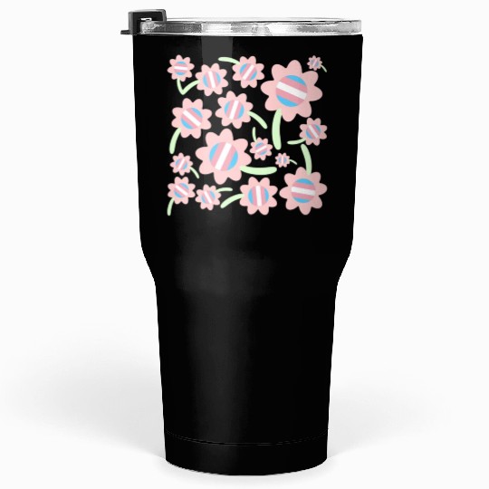 Transgender Pride Flag Flower Pattern Tumblers 30 Oz