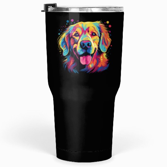 Watercolor Colorful Golden Retriever Tumblers 30 Oz