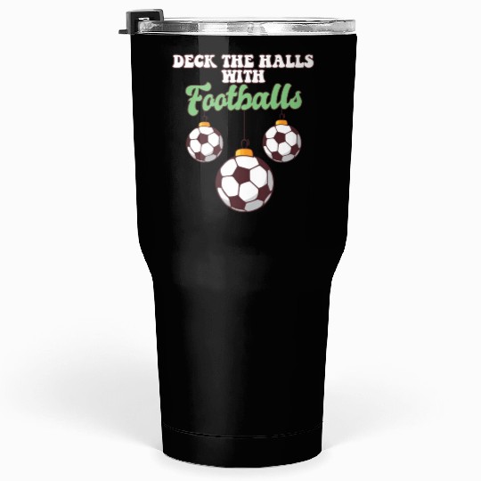 Football Player Coach Christmas Balls Deck The Tumblers 30 Oz