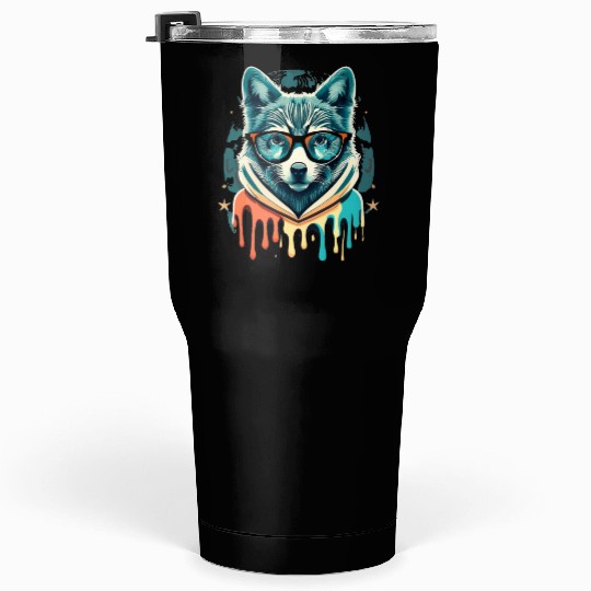 Hipster Wolf Drip Tumblers 30 Oz