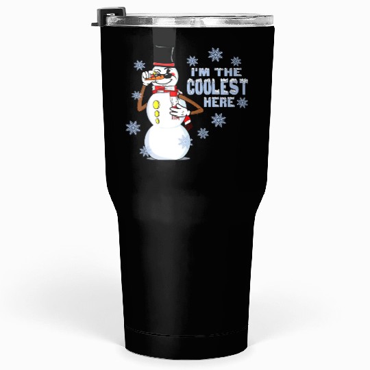 Cool Snowman Funny RubberHose Retro Winter Cartoon Tumblers 30 Oz