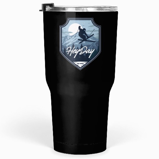 Skiing Free Style logo. By "Hey Day" Tumblers 30 Oz