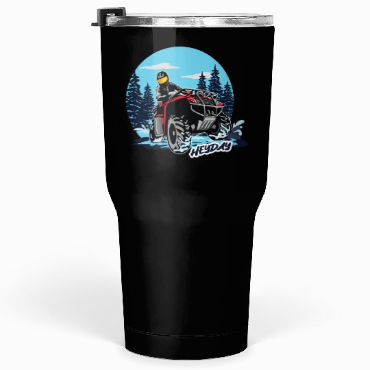 ATV/Quad "Winter Riding" style logo. By "Hey Day" Tumblers 30 Oz