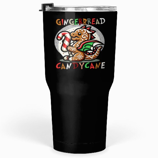 Gingerbread & Candy Cane - A Gingerbread Dragon Tumblers 30 Oz