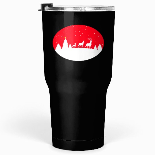 deers in a winter scene Tumblers 30 Oz