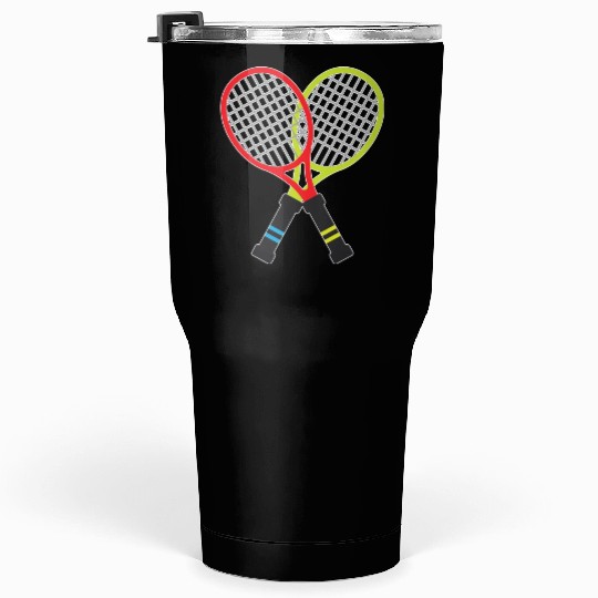 Tennis Racket Pair Red Green Tumblers 30 Oz