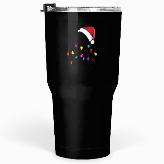Funny wolf with christmas lights Tumblers 30 Oz