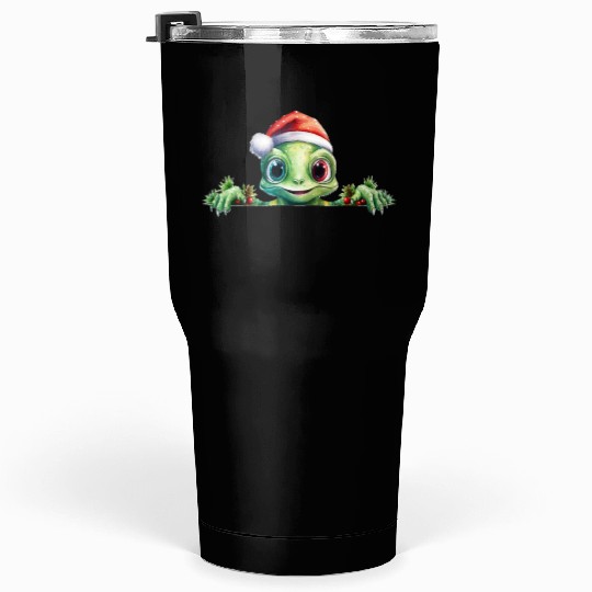 Winter Frog in a Santa Hat Tumblers 30 Oz