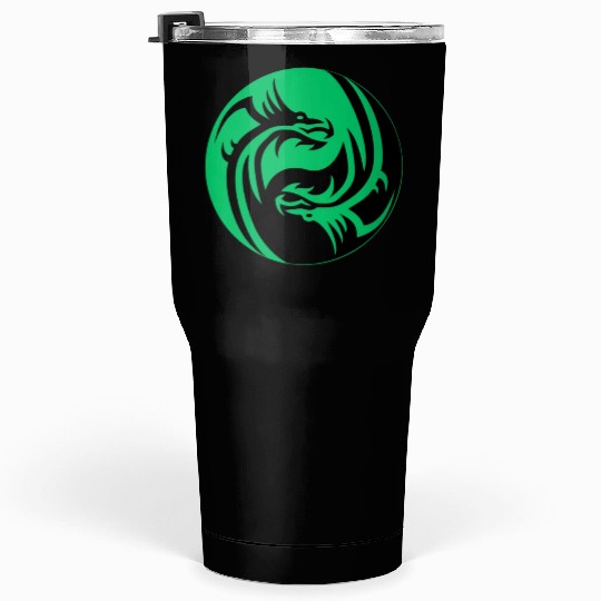 tow Dragonball in circle green and black Tumblers 30 Oz